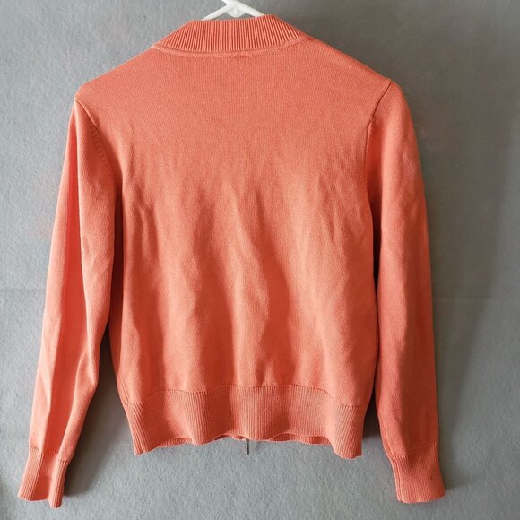 Talbots Womens Small Coral Orange Zip Up Cardigan Stretch Cotton Nylon Lycra - Picture 6 of 7